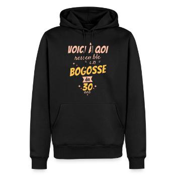 Voici à quoi ressemble un bogosse de 30 Ans - Sweat à capuche Premium bio Homme - noir - Devant - Nico (187cm)