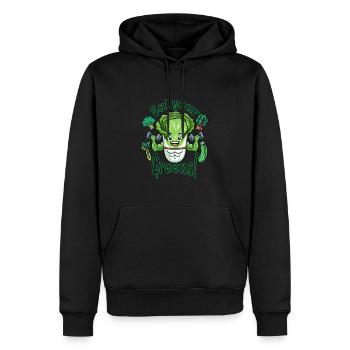 Veggie Muscles, Eat your Greens shirt - Männer Premium Bio Hoodie - Schwarz - Vorne - Nico (187cm)