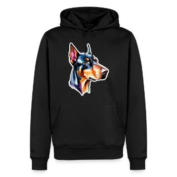 Dobermann Wasserfarben - Männer Premium Bio Hoodie - Schwarz - Vorne - Nico (187cm)