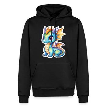 Drache Wasserfarben - Männer Premium Bio Hoodie - Schwarz - Vorne - Nico (187cm)