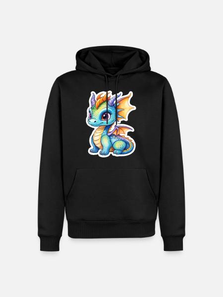 Drache Wasserfarben - Männer Premium Bio Hoodie - Schwarz