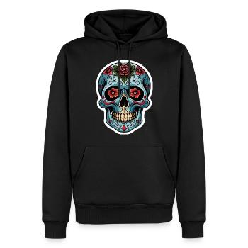 Totenkopf Neo Traditional - Männer Premium Bio Hoodie - Schwarz - Vorne - Nico (187cm)