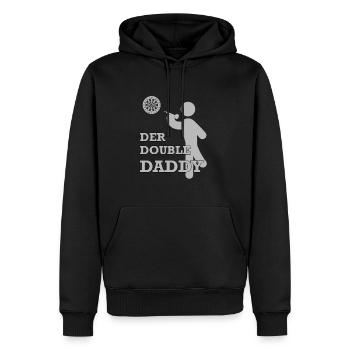 Der Double Daddy - Dart Motiv - Männer Premium Bio Hoodie - Schwarz - Vorne - Nico (187cm)