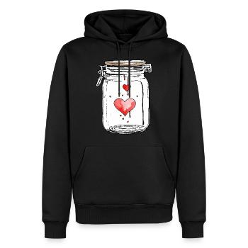 Glass Full of Love Hearts Watercolors - Men’s Premium Organic Hoodie - black - Front - Nico (187cm)