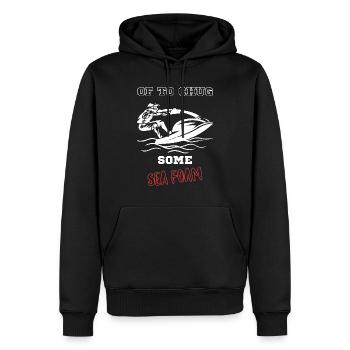 Jet ski action with funny saying, English - Men’s Premium Organic Hoodie - black - Front - Nico (187cm)