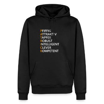 Patrick Name Geschenk - Männer Premium Bio Hoodie - Schwarz - Vorne - Nico (187cm)