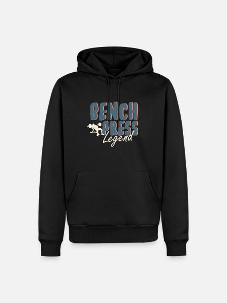 Benchpress Legend Powerlifter Trening fitness i - Ekologiczna męska bluza z kapturem Premium - czarny