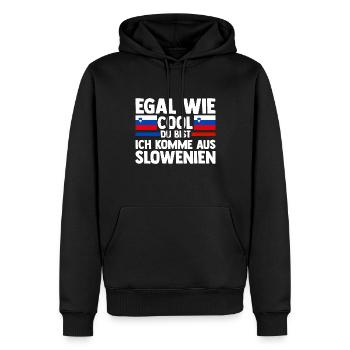 Slovènes Slovénie - Sweat à capuche Premium bio Homme - noir - Devant - Nico (187cm)