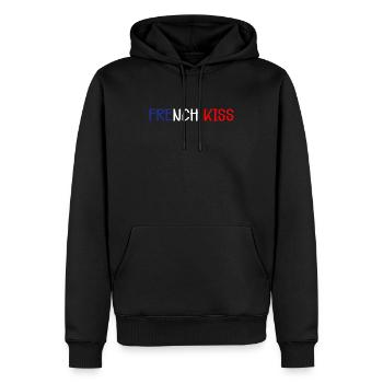 french kiss - Sweat à capuche Premium bio Homme - noir - Devant - Nico (187cm)