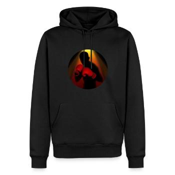 Boxen - Männer Premium Bio Hoodie - Schwarz - Vorne - Nico (187cm)