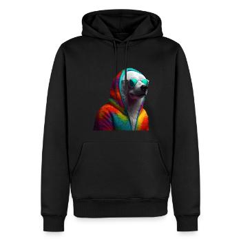 Eisbär mit Sonnenbrille Bunt Coole Polarbär - Männer Premium Bio Hoodie - Schwarz - Vorne - Nico (187cm)