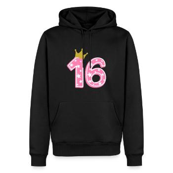 16 Krone 16. Geburtstag 16 Jahre - Männer Premium Bio Hoodie - Schwarz - Vorne - Nico (187cm)