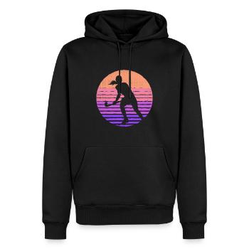 Hockeyspielerin Retro Feldhockey Mädchen Hockey - Männer Premium Bio Hoodie - Schwarz - Vorne - Nico (187cm)