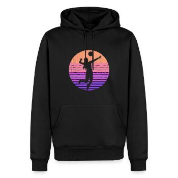 Joueuse de volleyball Joueuse de volleyball Filles - Sweat à capuche Premium bio Homme - noir - Devant - Nico (187cm)