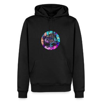 Baum des Lebens ,Lebensbaum,blumen,bunt - Männer Premium Bio Hoodie - Schwarz - Vorne - Nico (187cm)