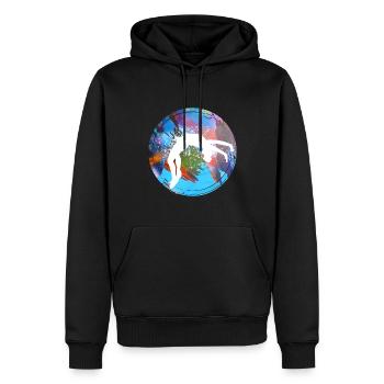 Rhönrad,Vélo,Tournoi, Sportif,Coloré,Graffiti - Sweat à capuche Premium bio Homme - noir - Devant - Nico (187cm)