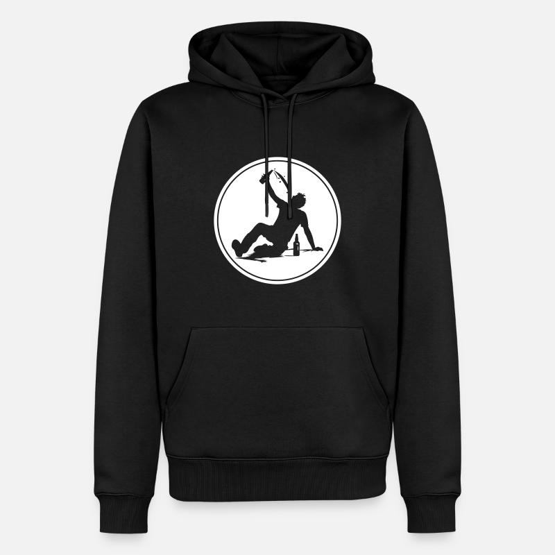 Drinking Bier Silhouette - Männer Premium Bio Hoodie - Schwarz