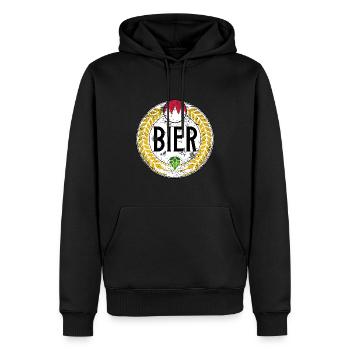 Hopfen, Malz & Franken -Bier- - Männer Premium Bio Hoodie - Schwarz - Vorne - Nico (187cm)