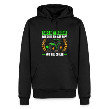 Landwirtschaft Papa Mit Traktor Trecker - Männer Premium Bio Hoodie - Schwarz - Vorne - Nico (187cm)