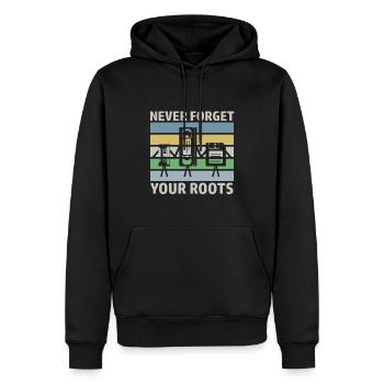 Retro Design Oldschool VHS Diskette Kassette - Männer Premium Bio Hoodie - Schwarz - Vorne - Nico (187cm)