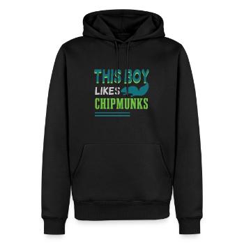 Garçon aime les tamias mignons animaux de la forêt - Sweat à capuche Premium bio Homme - noir - Devant - Nico (187cm)