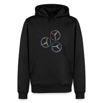 Rhönrad,Vélo,Tournoi, Sportif,Coloré,Graffiti - Sweat à capuche Premium bio Homme - noir - Devant - Nico (187cm)