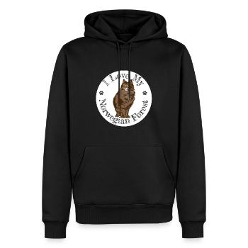 J’aime ma forêt norvégienne brune - Sweat à capuche Premium bio Homme - noir - Devant - Nico (187cm)
