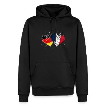 Franzose Deutschland Herz Frankreich - Männer Premium Bio Hoodie - Schwarz - Vorne - Nico (187cm)