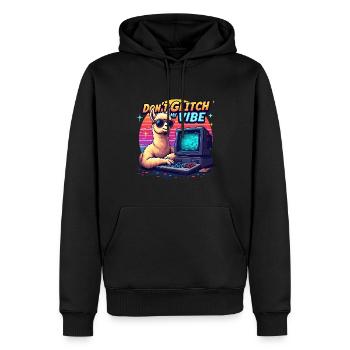 Don’t Glitch my Vibe - Alpaga Retro Gaming - Sweat à capuche Premium bio Homme - noir - Devant - Nico (187cm)