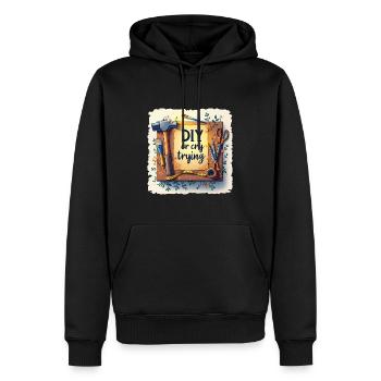 DIY or cry trying - Handwerkeln Upcycling - Männer Premium Bio Hoodie - Schwarz - Vorne - Nico (187cm)