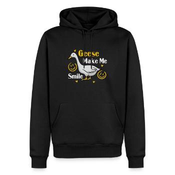 Les oies me font sourire, mignonne oie, oiseau, - Sweat à capuche Premium bio Homme - noir - Devant - Nico (187cm)
