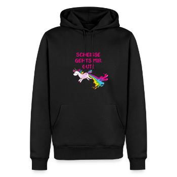 kotzendes einhorn,einhorn,scheisse gehts mir gut - Männer Premium Bio Hoodie - Schwarz - Vorne - Nico (187cm)