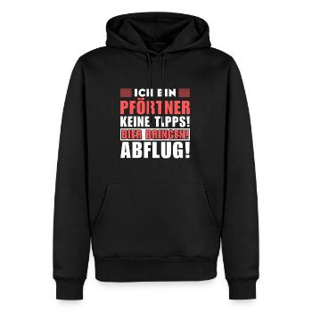 Ich bin Pförtner - Keine Tipps! Bier bringen! - Männer Premium Bio Hoodie - Schwarz - Vorne - Nico (187cm)