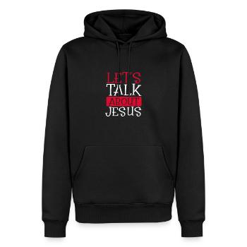 Humour chrétien Parlons de Jésus Chrétien - Sweat à capuche Premium bio Homme - noir - Devant - Nico (187cm)