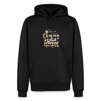 Don chrétien dont le diable vous a mis en garde - Sweat à capuche Premium bio Homme - noir - Devant - Nico (187cm)