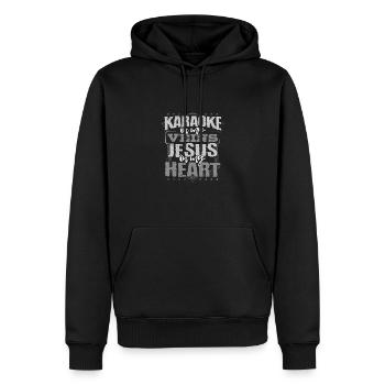 Karaoke Lover Geschenke Karaoke ist in meinen Adern Jesus - Männer Premium Bio Hoodie - Schwarz - Vorne - Nico (187cm)