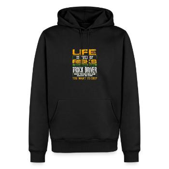Trucker Geschenk Leben voller Risiken Telling Truck - Männer Premium Bio Hoodie - Schwarz - Vorne - Nico (187cm)