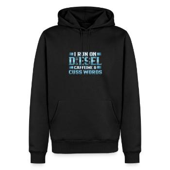 Chauffeur de camion courir sur Deisel Caféine Cuss Mots - Sweat à capuche Premium bio Homme - noir - Devant - Nico (187cm)