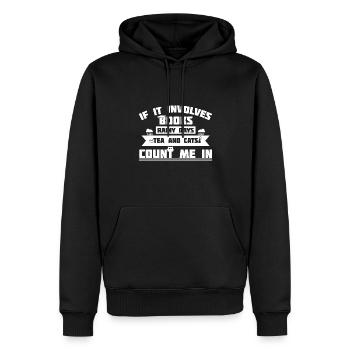 Bücher Rainy Tea und Katzen zählen mich in Book Lover - Männer Premium Bio Hoodie - Schwarz - Vorne - Nico (187cm)