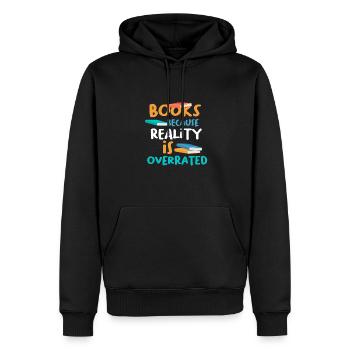 Livres parce que la réalité surestime le cadeau de l’amateur de livres - Sweat à capuche Premium bio Homme - noir - Devant - Nico (187cm)