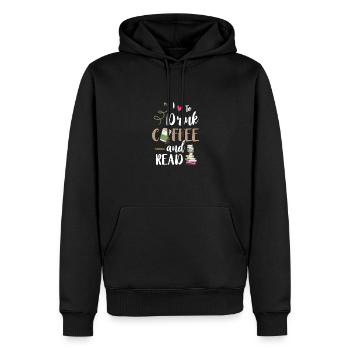 J’adore boire du café et lire des livres café - Sweat à capuche Premium bio Homme - noir - Devant - Nico (187cm)
