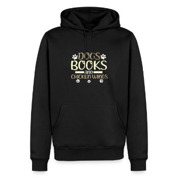 Book Lover Cadeaux Chiens Livres et Ailes de Poulet - Sweat à capuche Premium bio Homme - noir - Devant - Nico (187cm)