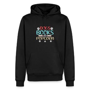 Livres pour chiens et pop-corn Fun Dog Lover Cadeau - Sweat à capuche Premium bio Homme - noir - Devant - Nico (187cm)