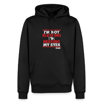 Cadeau de fête des pères Ne dormant pas Yeux au repos Papa - Sweat à capuche Premium bio Homme - noir - Devant - Nico (187cm)
