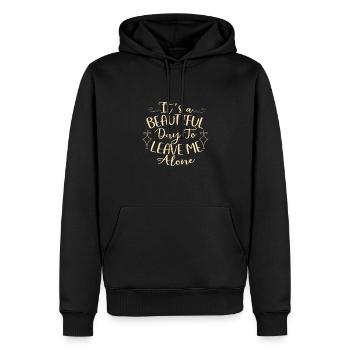 Cadeaux sarcastiques Une belle journée pour me laisser tranquille - Sweat à capuche Premium bio Homme - noir - Devant - Nico (187cm)