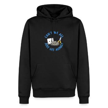 Können wir nicht alle einfach mit Steinpapierscheren auskommen - Männer Premium Bio Hoodie - Schwarz - Vorne - Nico (187cm)