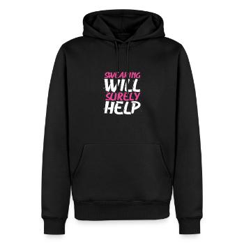 Sarkastisches Fluchen wird sicherlich Sarkasmus-Geschenk helfen - Männer Premium Bio Hoodie - Schwarz - Vorne - Nico (187cm)