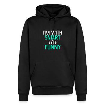 Sarkastisches Geschenk Ich bin mit kluger und lustiger Freundschaft - Männer Premium Bio Hoodie - Schwarz - Vorne - Nico (187cm)