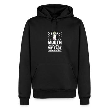 Sarkastische Kuhmaul sagt nicht, dass es Gesicht will - Männer Premium Bio Hoodie - Schwarz - Vorne - Nico (187cm)