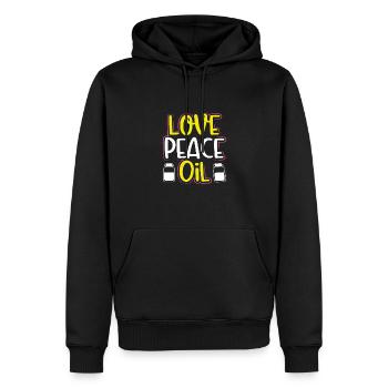 Love Peace Oil Fun Essential Oils Practitioner - Men’s Premium Organic Hoodie - black - Front - Nico (187cm)